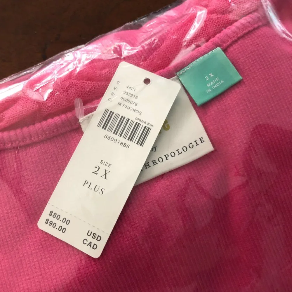 💗 NEW Anthropologie Pink Maeve Ruffled Top 2X - Picture 4 of 6